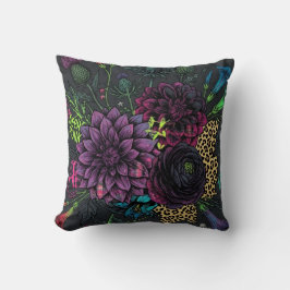 Almofada Botanical Punk Floral Pillow Dark Aesthetic Grunge