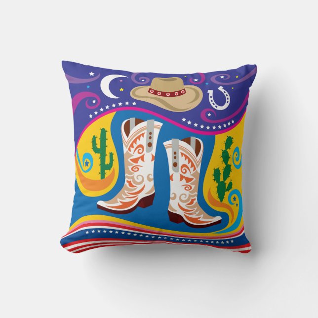 Almofada Botas de Cowboy e Estrelas do Deserto (Frente)