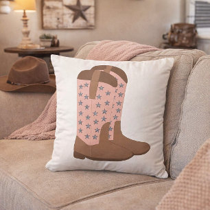 Almofada Botas de Cowboy Pink Faux Glitter Star Cowgirl