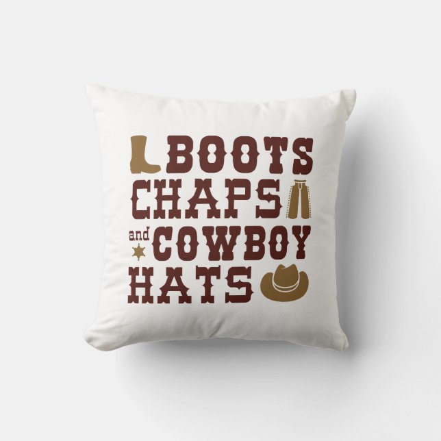 Almofada Botas, Perneiras e Chapéus de Cowboy (Frente)