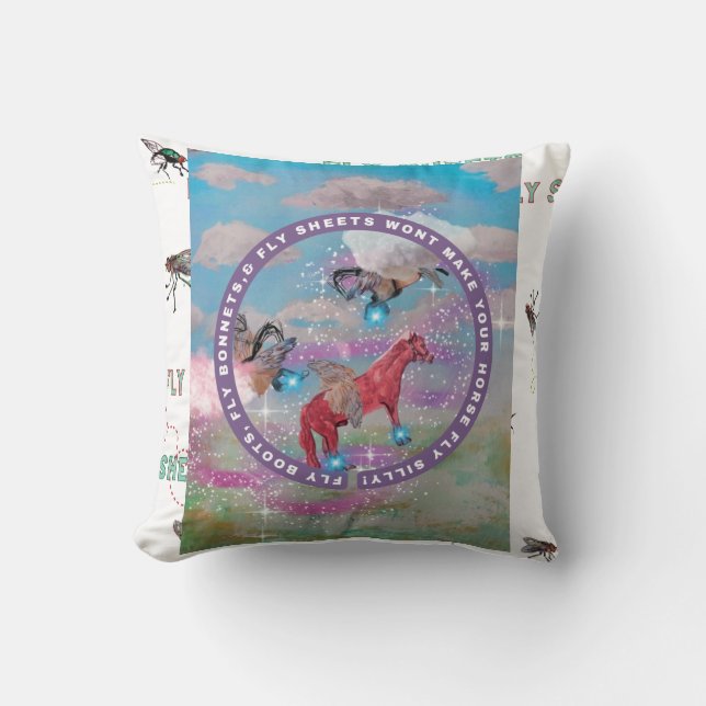 Almofada Botas voadoras moscas moscas moscas não vão fazer  (Frente)