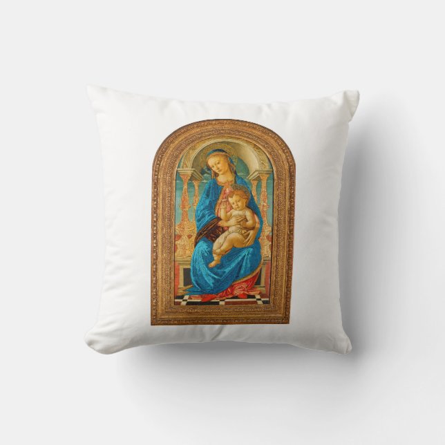 Almofada Botticelli (1445-1510) Madonna & Criança Enthroned (Frente)