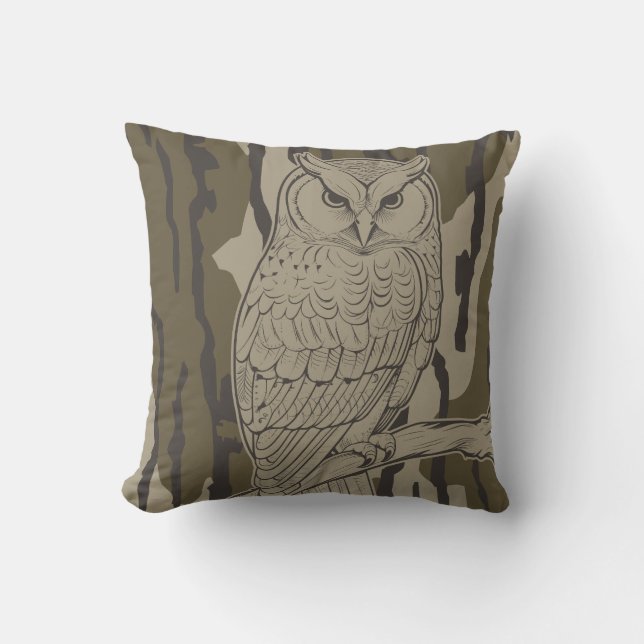Almofada Bottomland Camo Owl em Branch Vintage (Frente)
