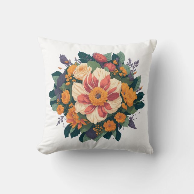 Almofada bouquet de Rosa Selvagem, floral (Frente)