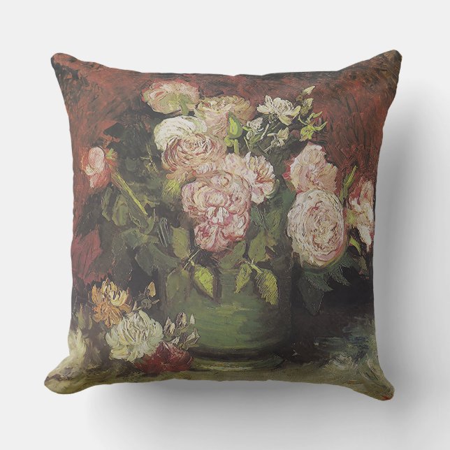 Almofada Bowl com Peonies e Rosas de Vincent van Gogh    (Frente)