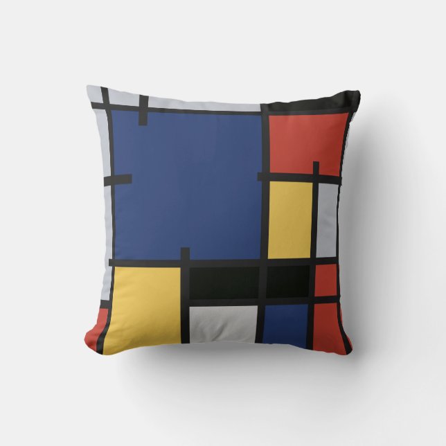 Almofada Box Cushion de Mondrian - Um Pop de Arte Moderna (Frente)