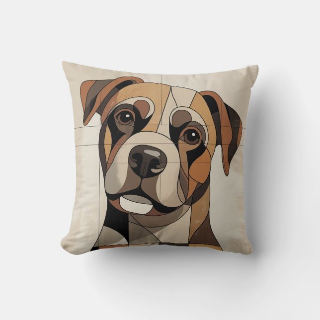 Almofada Boxer de Patchwork Bege Natural Aconchegante (Frente)