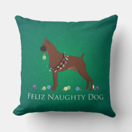 Almofada Boxer Dog Feliz Naughn Design de Natal