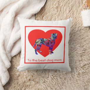 Almofada Boxer Dog Silhouette Red Heart Day