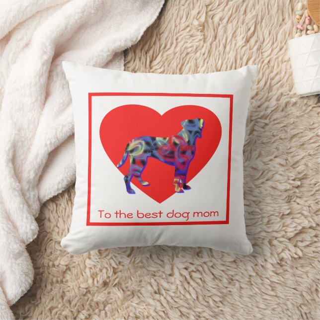 Almofada Boxer Dog Silhouette Red Heart Day (Cobertor)