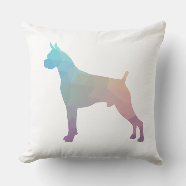 Almofada Boxer Dog Watercolor Patterna Geométrica Silhouett (Frente)