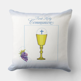Almofada Boy First Communion, Chalice com Host e Uvas