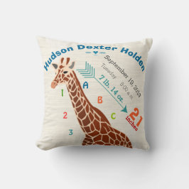 Almofada Boy Nursery Baby Birth Stats Giraffe Arrow Pattern