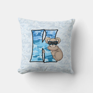 Almofada Boys Blue Camouflage Koala - Letra K Monograma