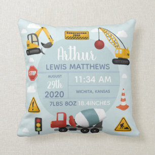 Almofada Boys Cute Construction Digger Baby Boy Birats