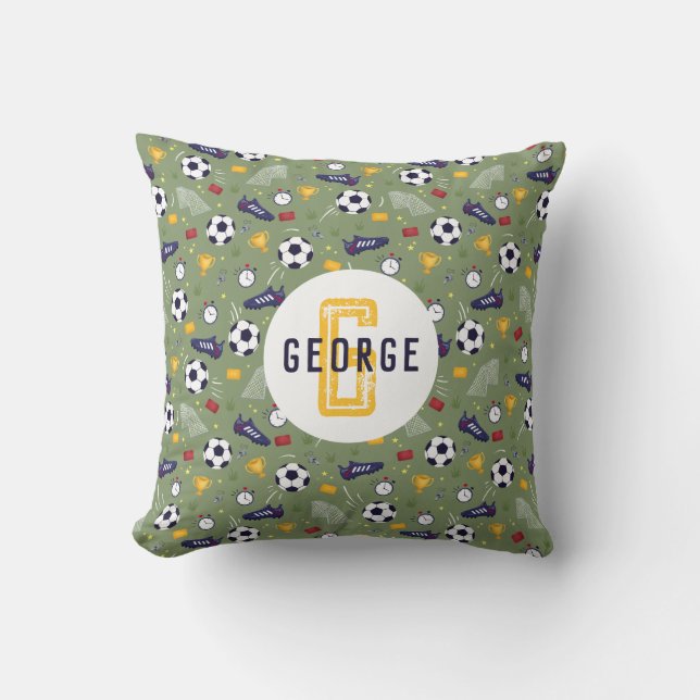 Almofada Boys Green Football Soccer Sports Kids (Frente)