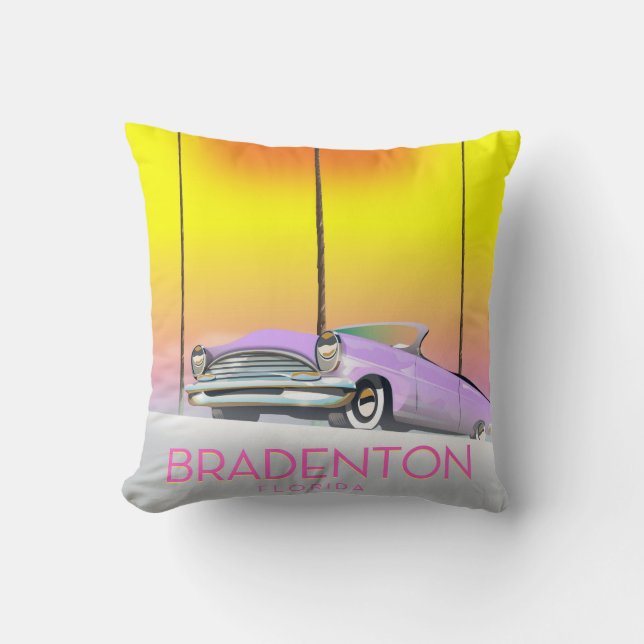 Almofada Bradenton Florida Classic car poster de viagens (Frente)