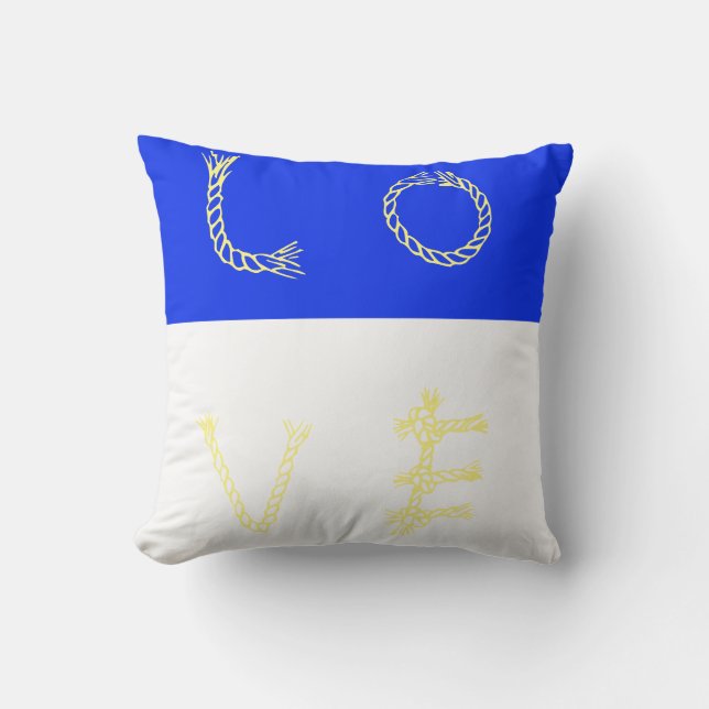 Almofada Branca Azul Brilhante Amor (Frente)