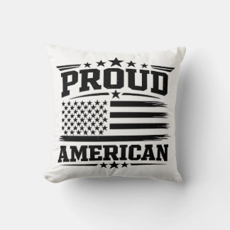 Almofada Branca com Bandeira dos EUA Proud America