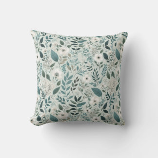 Almofada Branca de Ivory Tea Watercolor Floral