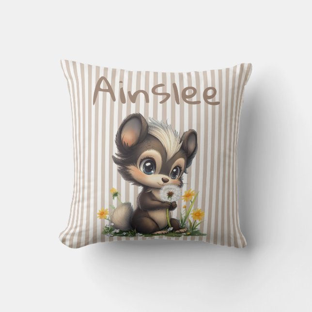 Almofada Branca nas flores silvestres (Frente)