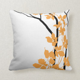 Almofada Branco alaranjado da tangerina das flores de