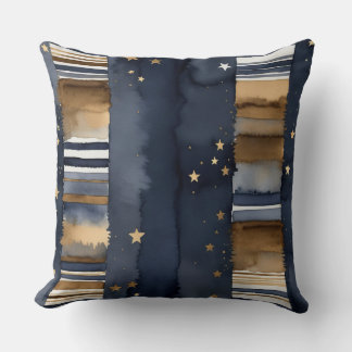 Almofada Branco Azul e Bronze com estrelas
