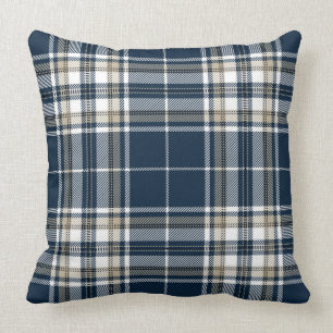 Almofada Branco azul escocês na moda da xadrez de Tartan
