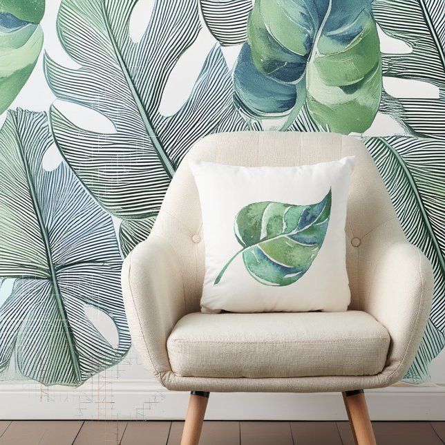 Almofada Branco com Travesseiro decorativo Design folha ver (STYLISH BOTANICAL PRINT!)