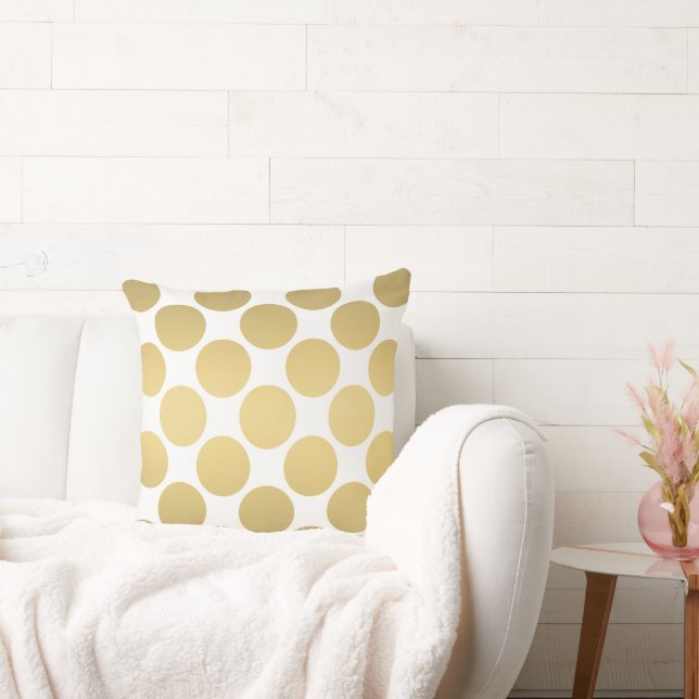 Almofada Branco de padrão Bolinhas Dourado grande (Sofá)