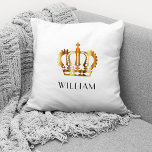 Almofada Branco Dourado Personalizado<br><div class="desc">Travesseiro decorativo Branco Personalizado Dourado da Coroa.</div>