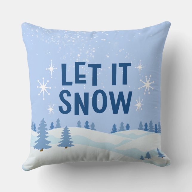 Almofada Branco e Azul Deixe Nevar (Verso)