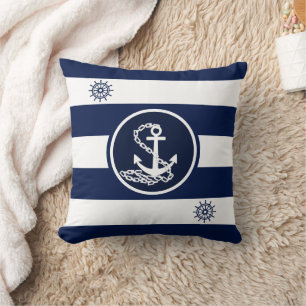 Almofada Branco e Azul Marítimo, Ancorar e Roda do Navio
