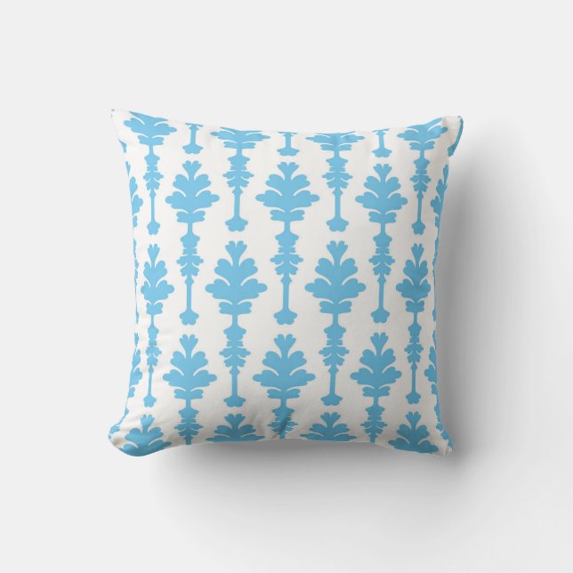 Almofada Branco e Azul Turquesa Damask Modernidade Glamour (Frente)