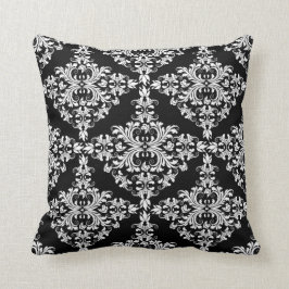 Almofada Branco feminino no damasco preto