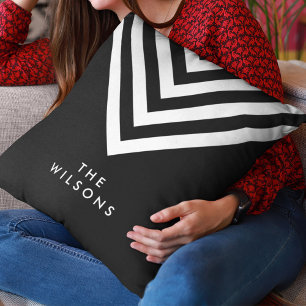 Almofada Branco minimalista preto Chevron do nome de