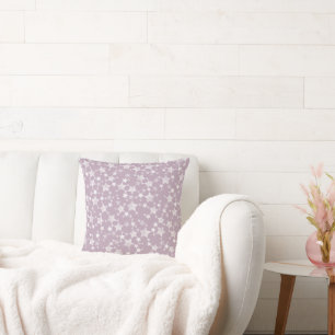 Almofada Branco no Roxo Estrelas em Padrão de Impressão L