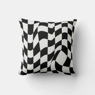 Almofada Branco ondulado sobre travesseiro decorativo preto