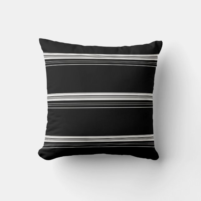 Almofada Branco preto-chic listrado (Frente)