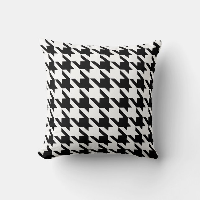 Almofada Branco preto Pied De Poule Houndstooth (Frente)