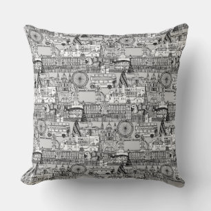 Almofada Branco preto toile de Londres
