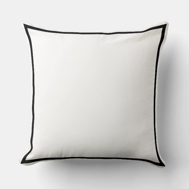 Almofada Branco sólido com preto e preto, branco inverso (Frente)