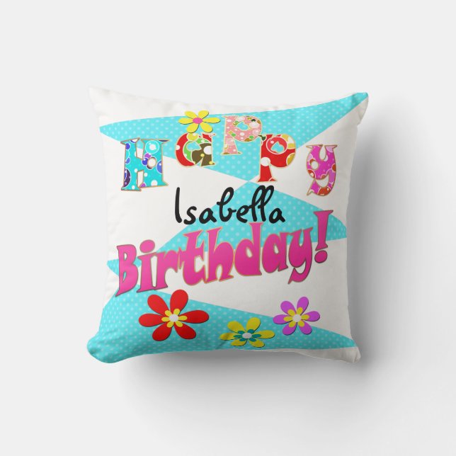 Almofada Brancos brancos, cor-de-rosa, brilhantes, flores,  (Frente)