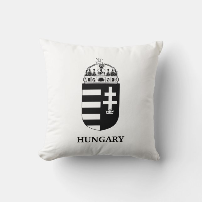 Almofada Brasão de Armas Húngaro Arte Monocromática Contemp (Frente)