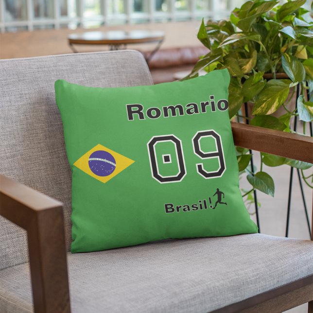 Almofada Brasil Flag Personalized Soccer Fan Home Decor (Criador carregado)