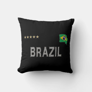 Almofada Brasil: Ventilador de futebol camisa coração