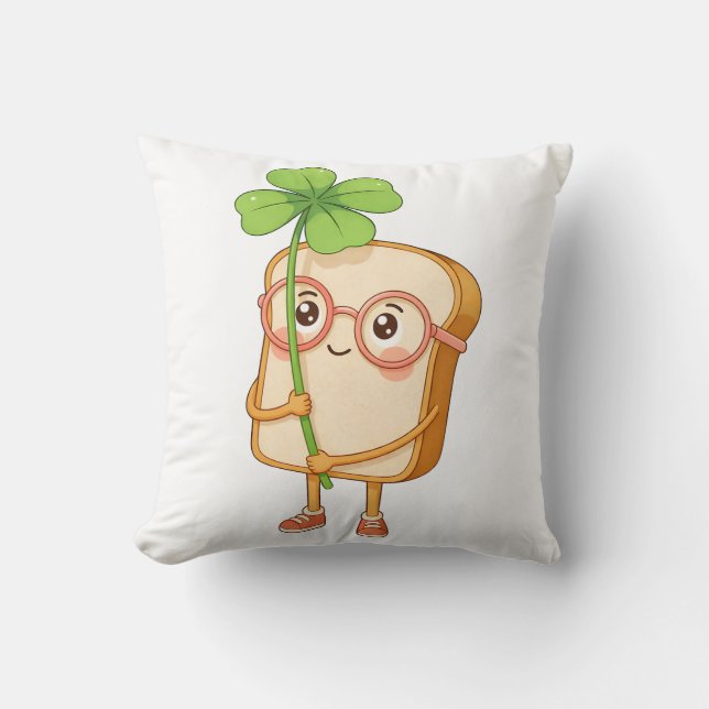 Almofada Bread Tony Lucky Clover – Cute Bread-Throw Pillow (Frente)