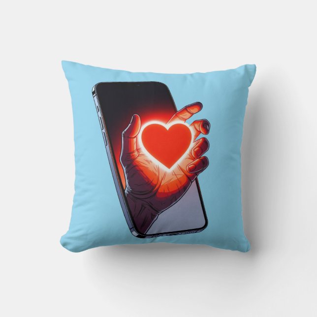 Almofada Breaking Screen Heart Optical Illusion Throw Pillo (Frente)