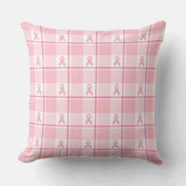 Almofada Breast Cancer Awareness Plaid Pink Ribbon