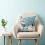 Almofada Bride Teal Damask Vintage Peacock Birdcage<br><div class="desc">Personaliza esta bela Travesseiro de Pássaros Peacock Teal Vintage para dizer o que quiser ou usar a atual Sra. para a Noiva - Convites de Casamento Correspondente</div>